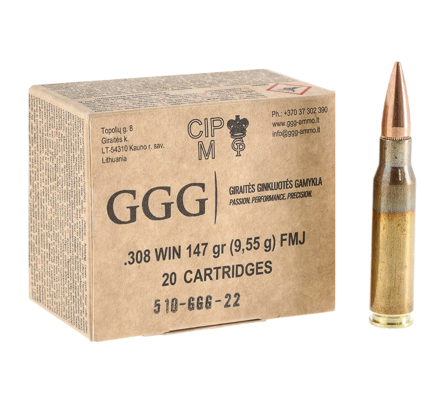 Amunicja GGG .308 Win 147gr 9.55g FMJ